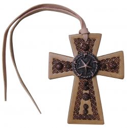 Showman Leather Tie On Cross with Texas Star Concho